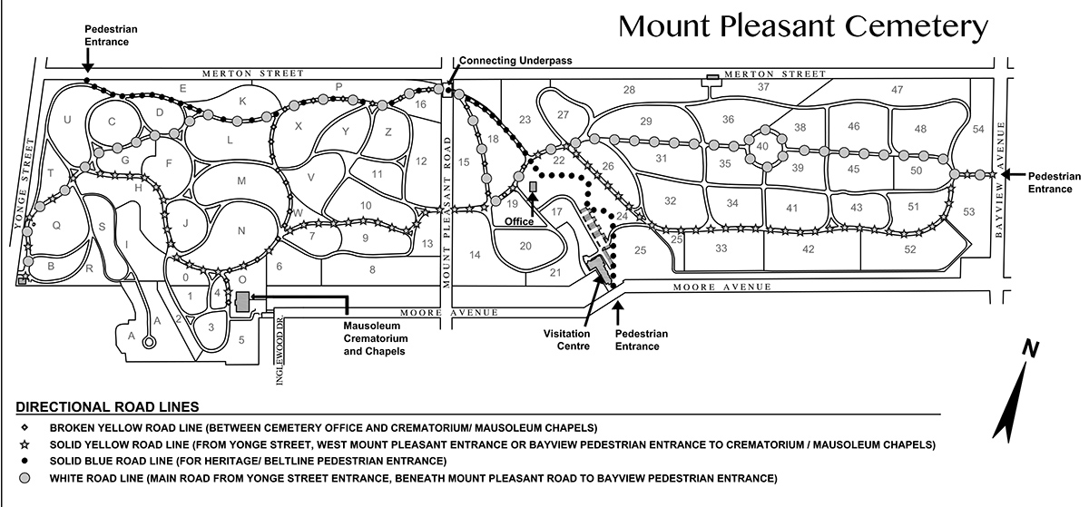 Mount Pleasant Cemetery Map MP Key Map 